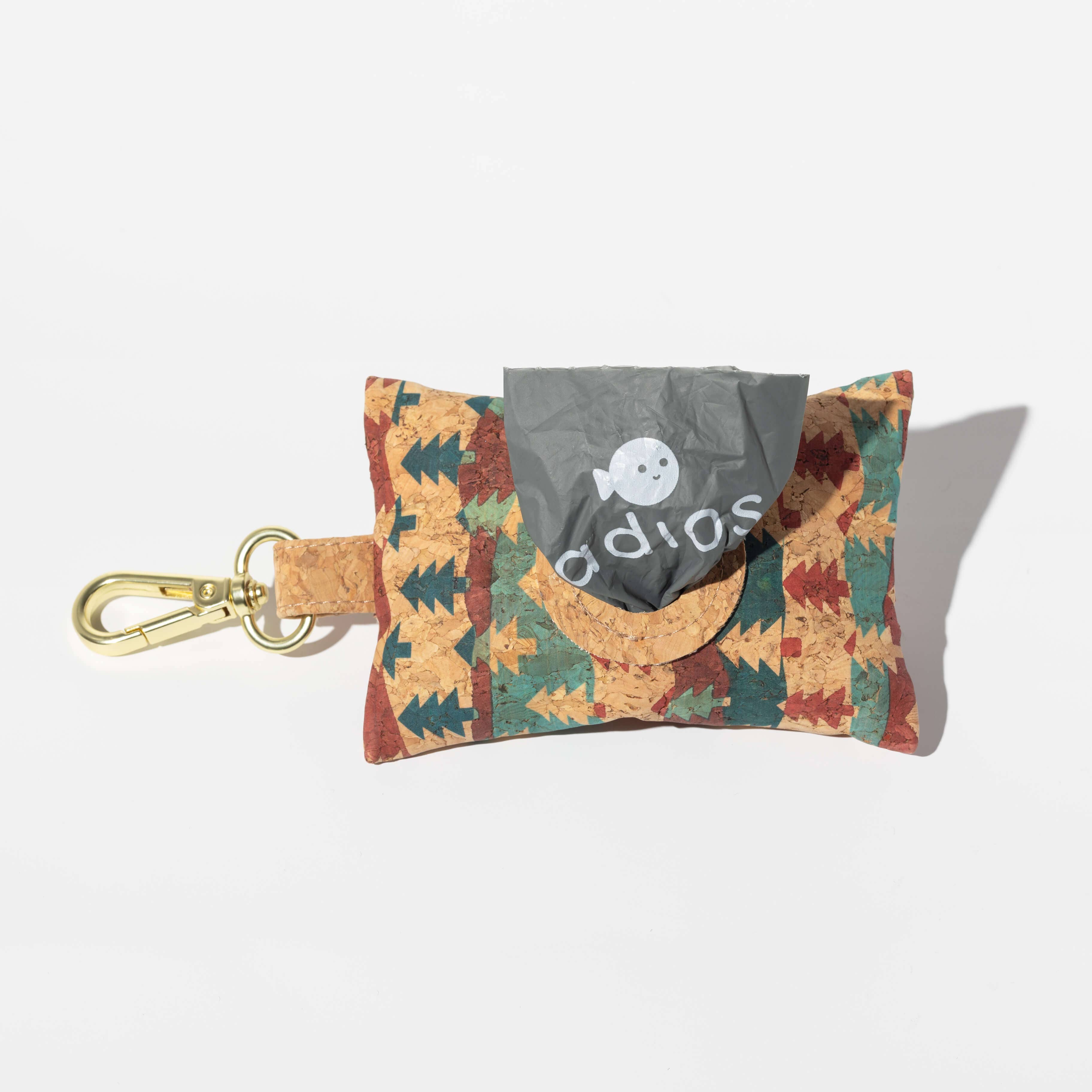 Adios Handmade Natural Cork Poo Bag Holders with 1 Roll of Compostable Poop Bags