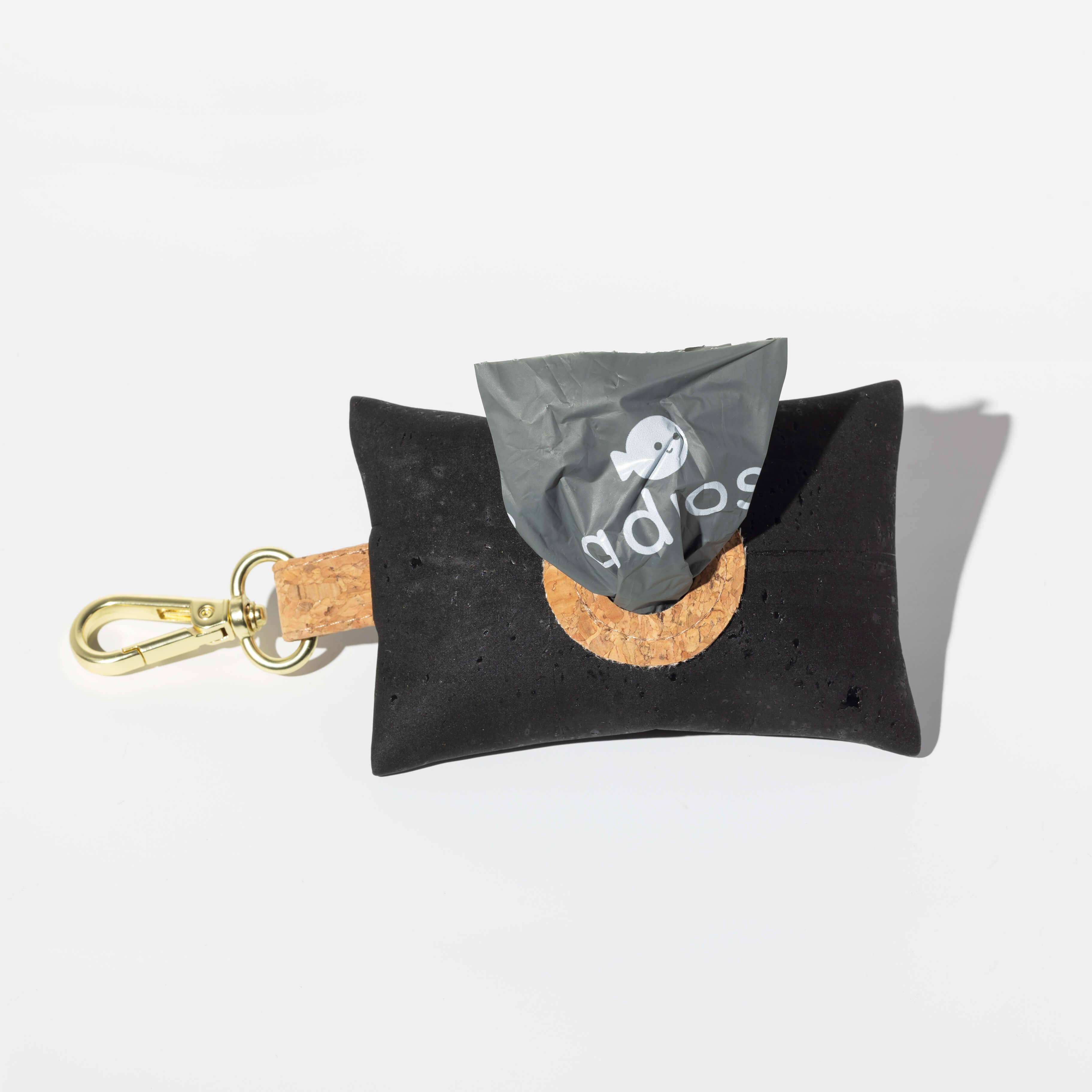 Adios Handmade Natural Cork Poo Bag Holders with 1 Roll of Compostable Poop Bags