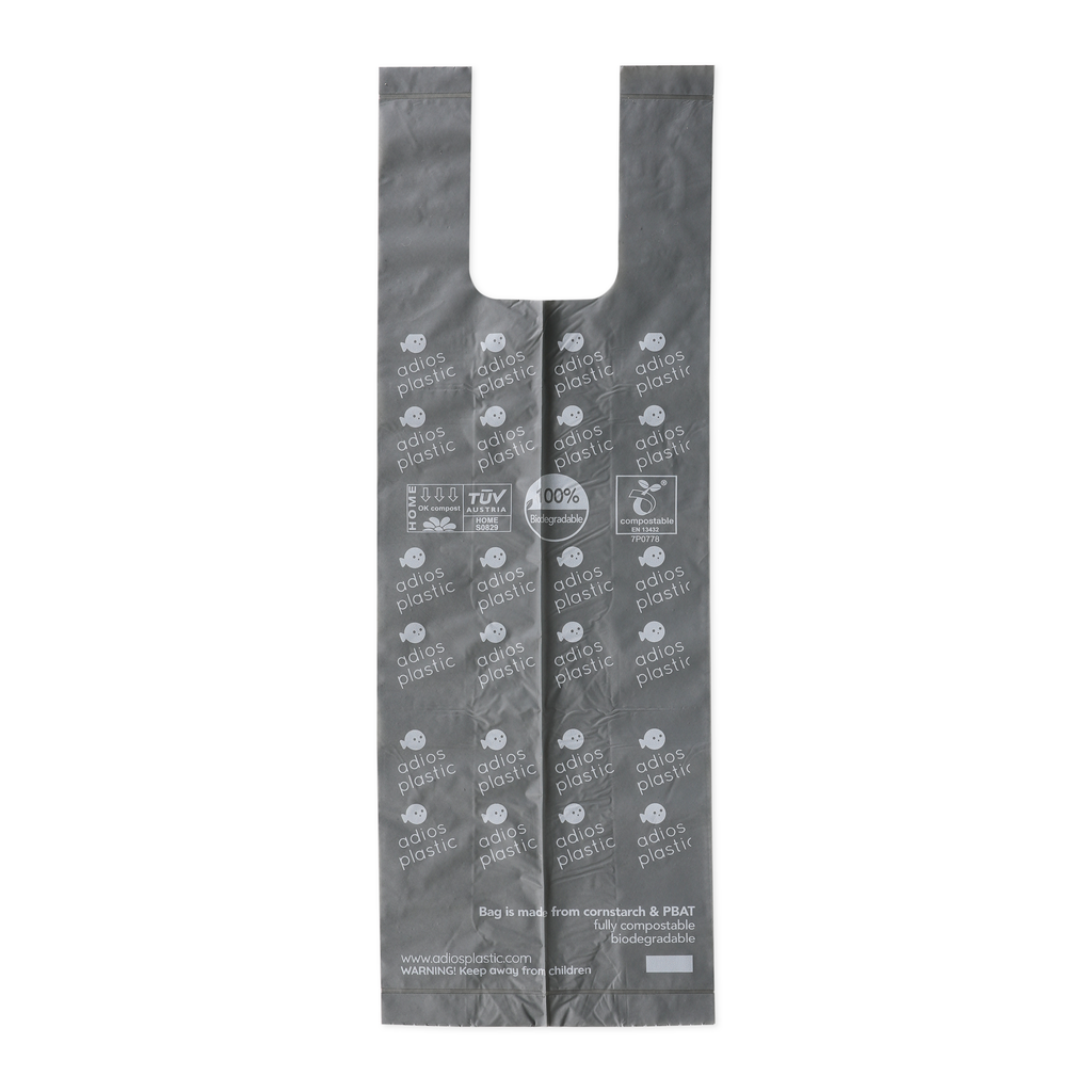 Adios Compostable Dog Poo Bags With Handle - 4 Rolls (60bags) - Grey or Coral