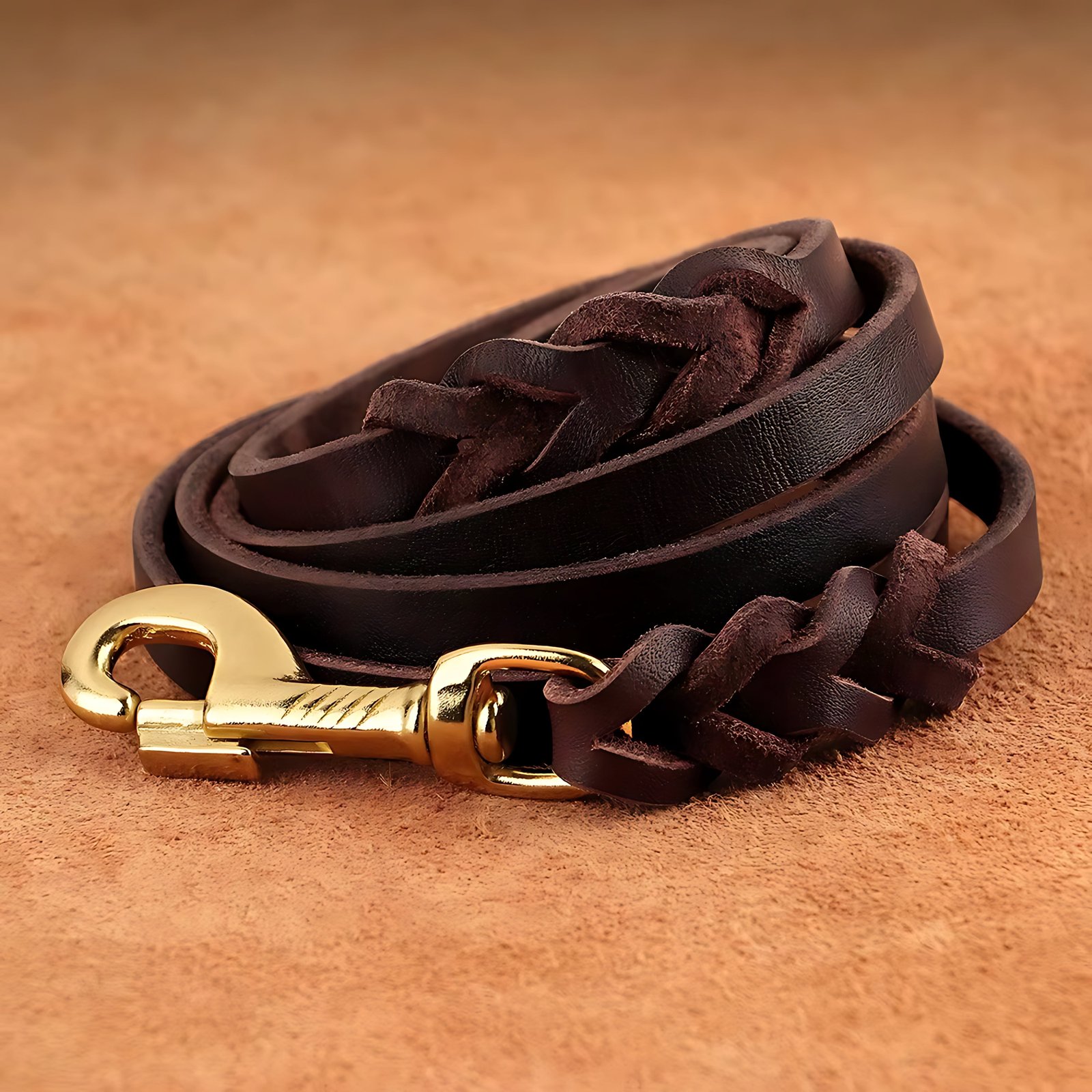 Genuine Leather Dog Collar & Lead Set – Braided Heavy Duty Leash - Image 4