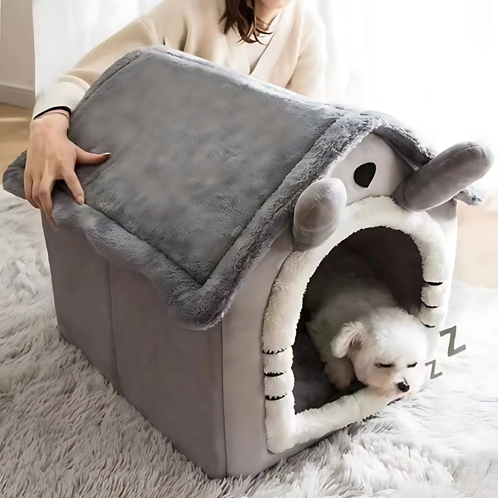 Indoor Pet House Bed – Washable Cozy Bed for Cats & Small Dogs