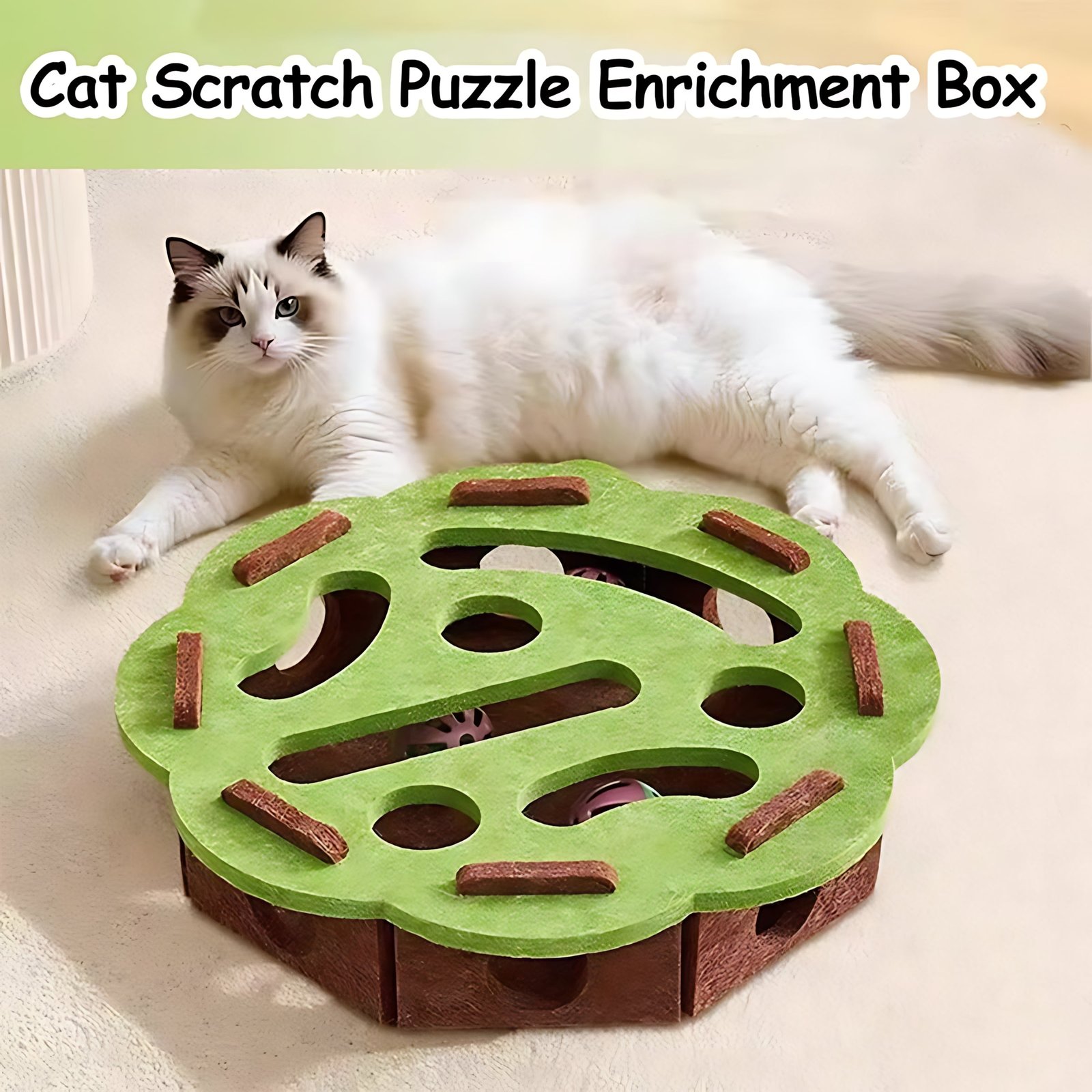 Interactive Cat Scratch Puzzle Box – Enrichment Maze Toy for Cats - Image 4