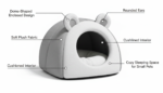 Premium Plush Cat Cave Bed – Soft Enclosed Pet House for Warm Comfort - Image 6